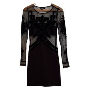 Lulus black long sleeve dress with mesh top and sleeves. Bra top. Small. EUC.